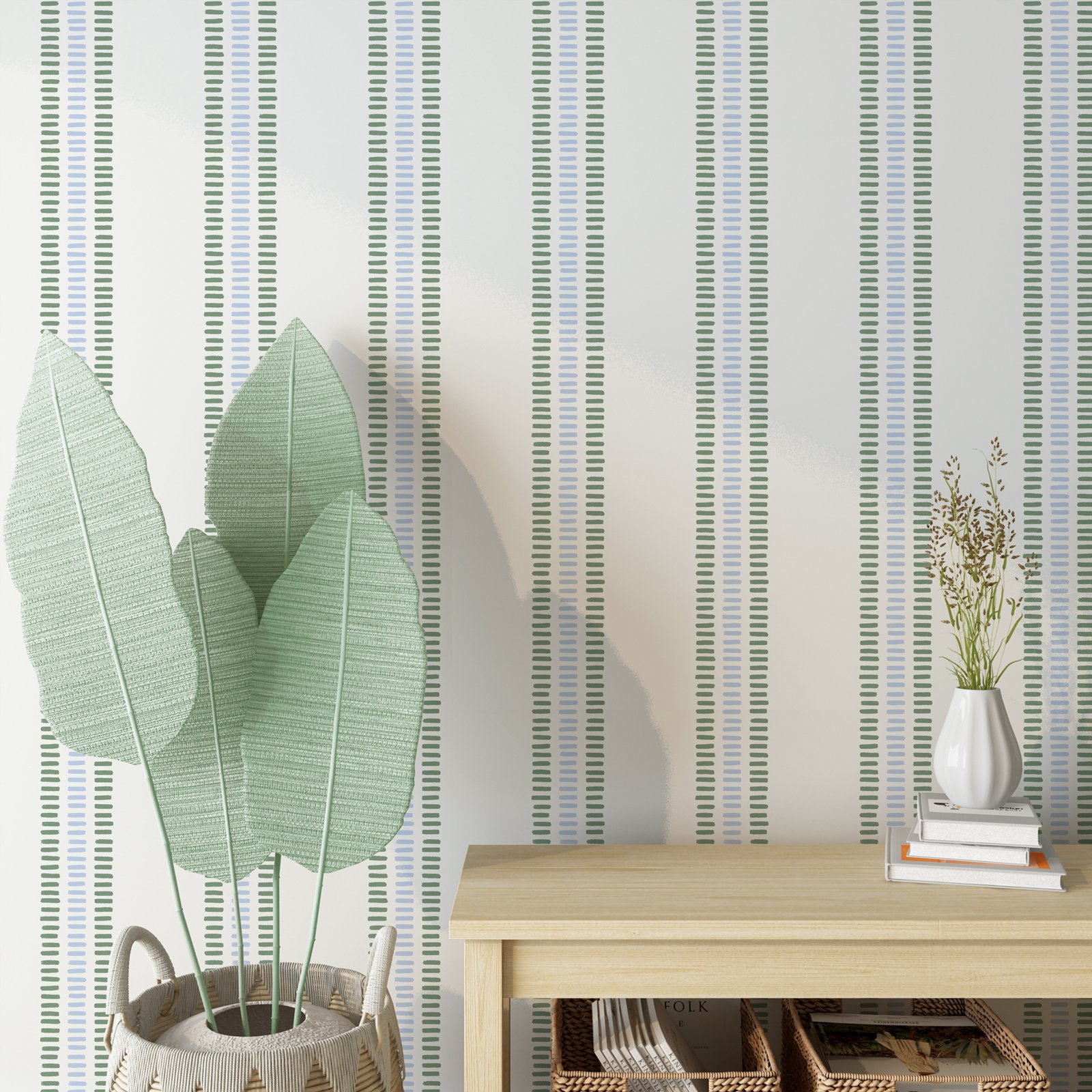 Summer Stripes In Soft Blue an - Herbal Wallpaper recension och pris