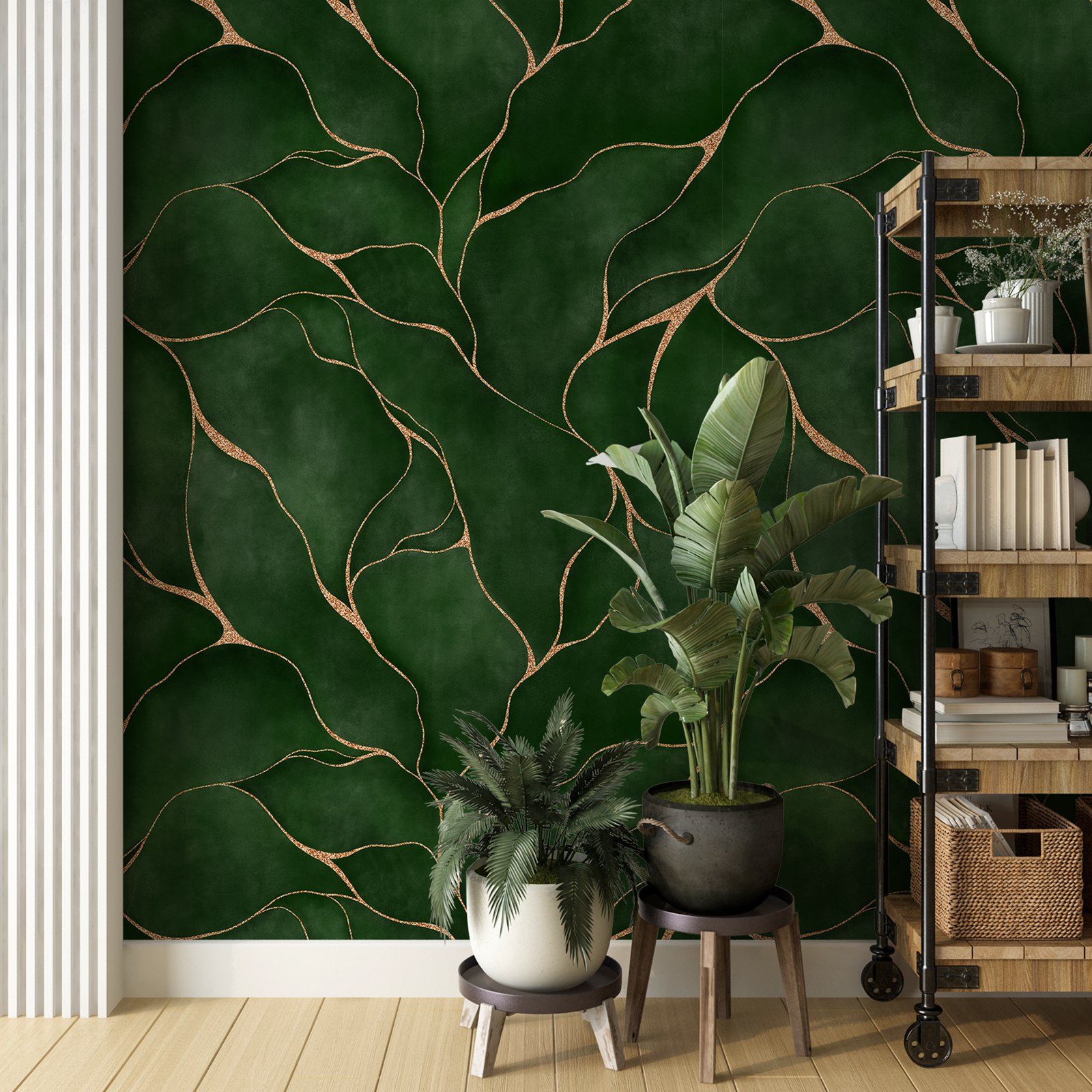 Green Watercolor Leaves Wallpa - Herbal Wallpaper recension och pris