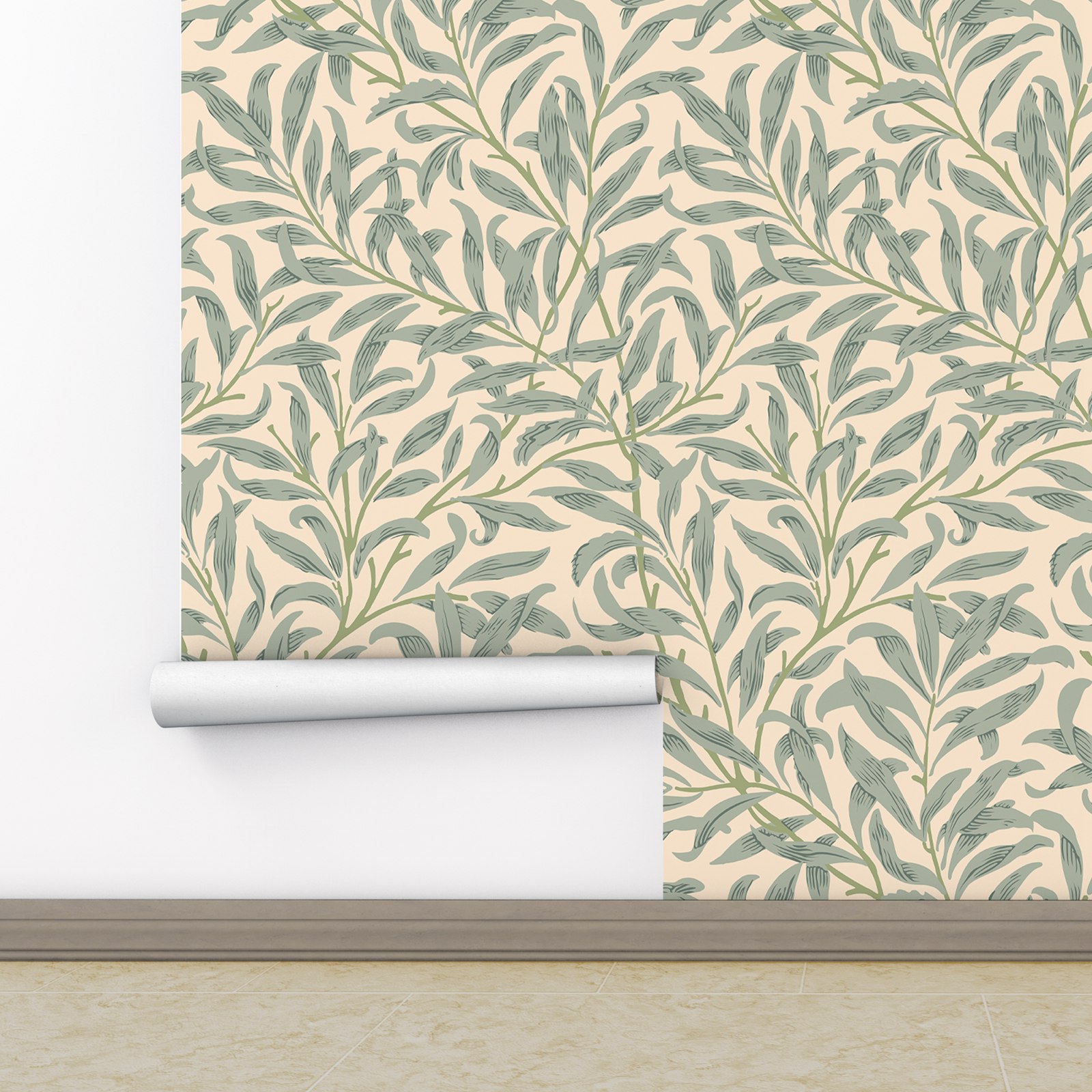 Green Leaf Wallpaper,Beige Col - Herbal Wallpaper recension och pris