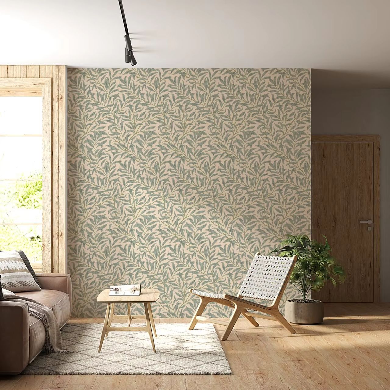 Green Leaf Wallpaper,Beige Col - Herbal Wallpaper recension och pris